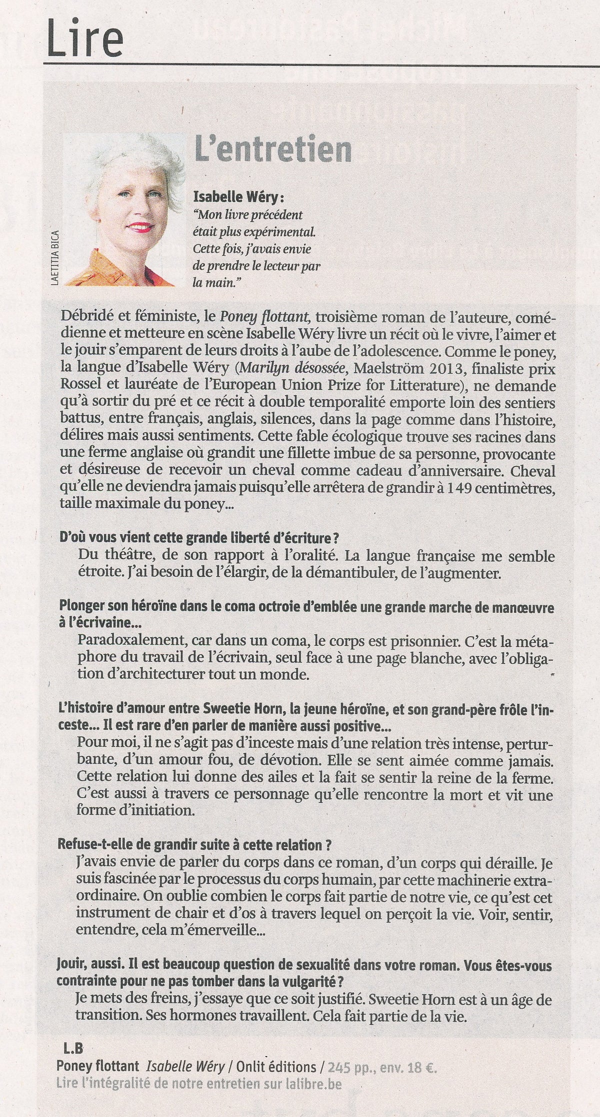 Couverture du livre « Poney Flottant » de Isabelle Wéry