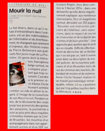 Couverture du livre « Mourir la nuit » de Anne-Cécile Huwart