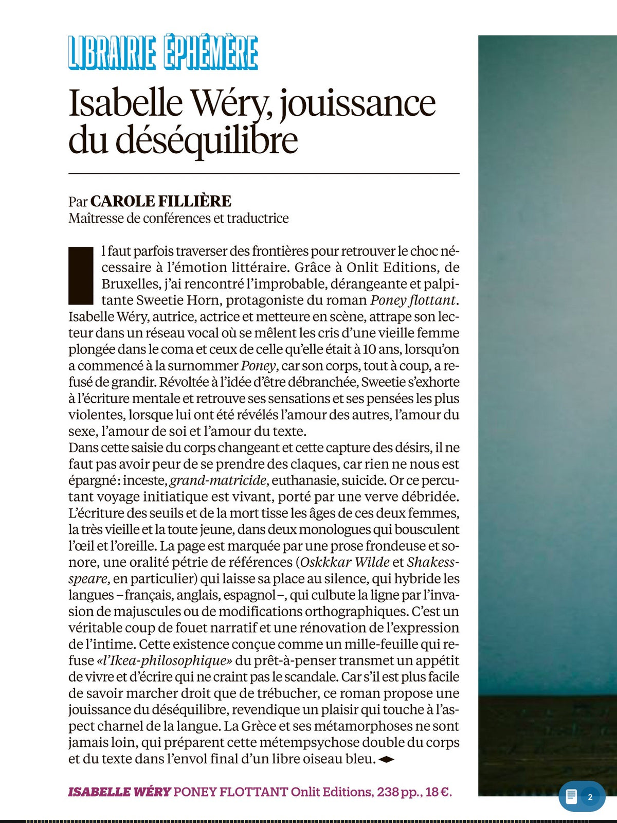 Couverture du livre « Poney Flottant » de Isabelle Wéry