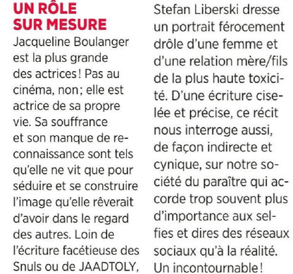Couverture du livre « Une grande actrice » de Stefan Liberski
